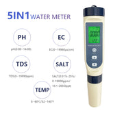 Hectarul - Tester de apa 5 in 1, PH, TDS, Temperatura, EC si Salinitatea, ecran LCD, precizie ridicata